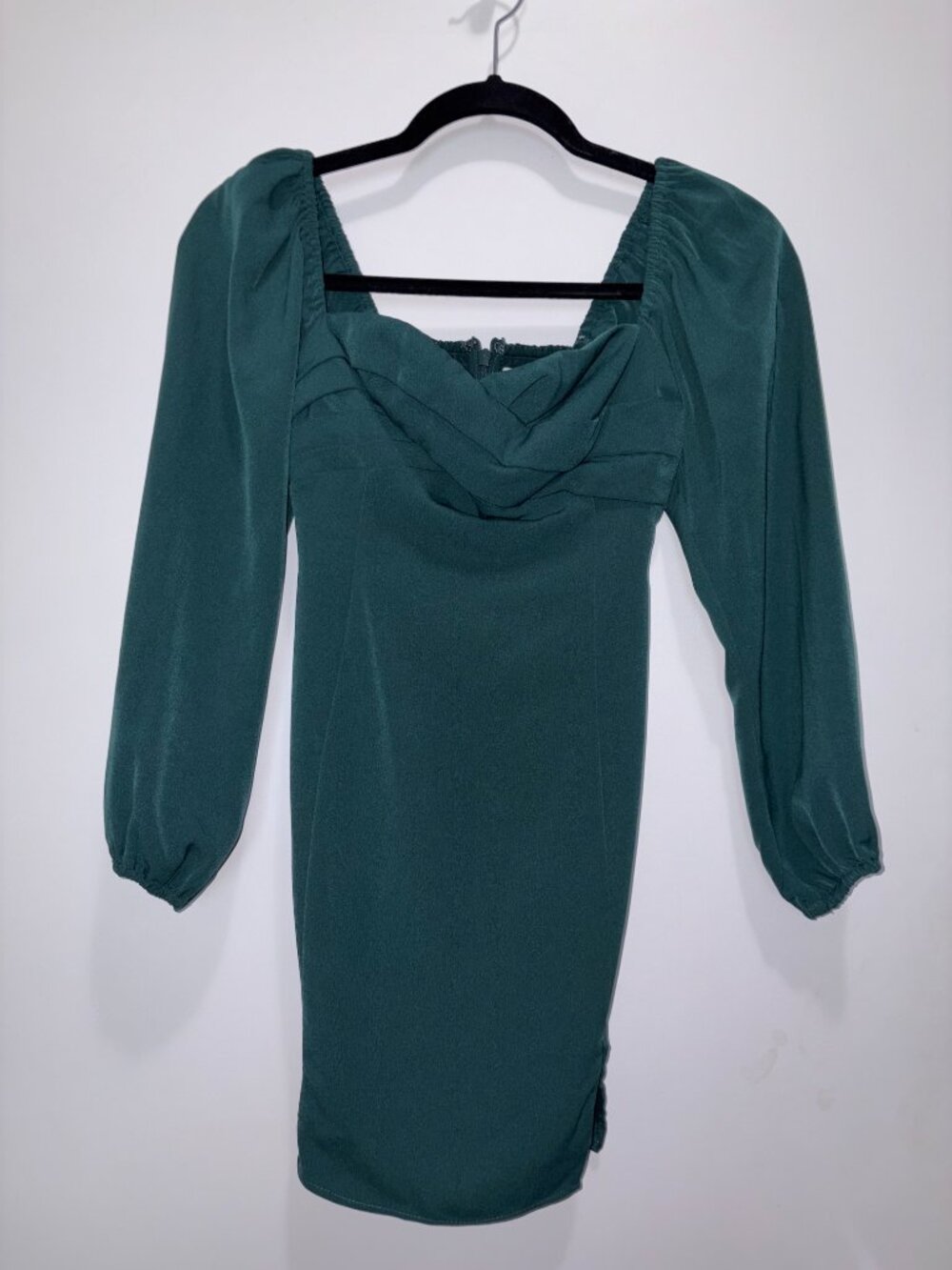 NWT Abercrombie & Fitch Long-Sleeve Draped Bodice Mini Dress